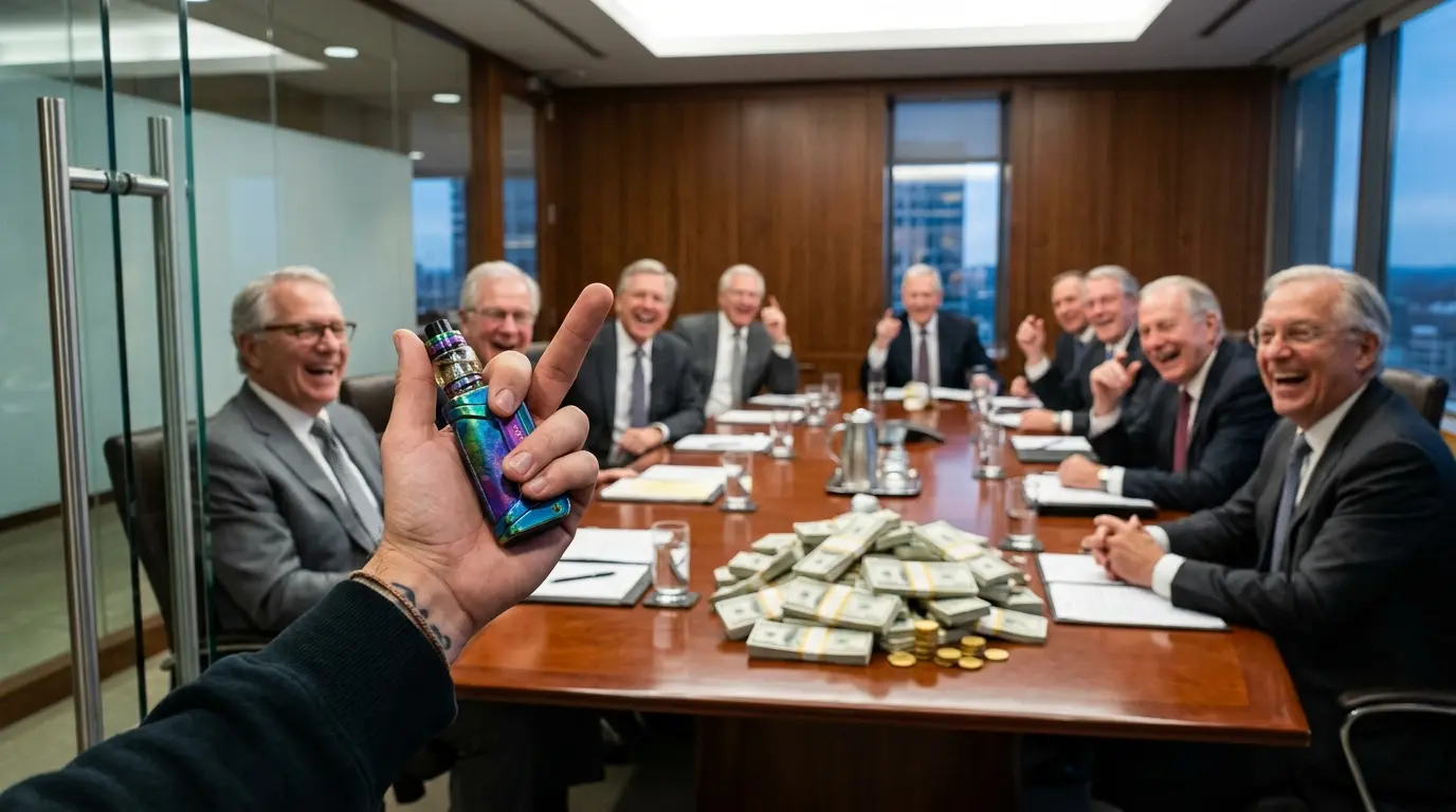 Middle finger to boardroom.