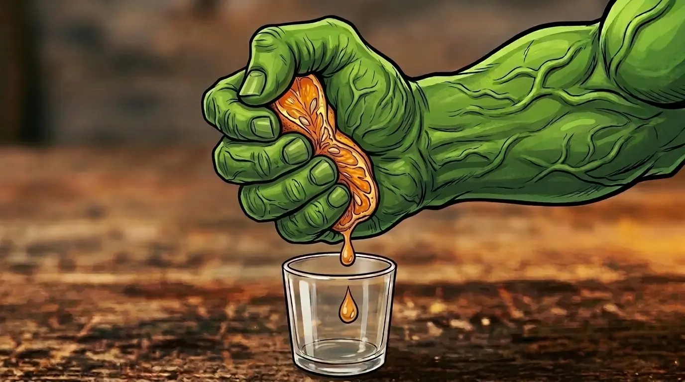 Hulk crushing orange Hulk hand crushing an orange. Only two drops of juice.